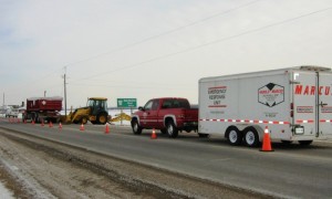 Quick-response spill response trailer and lane closures for contaminated soil removal. 