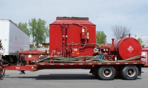 Mobile boiler unit to heat up downwell fluids.