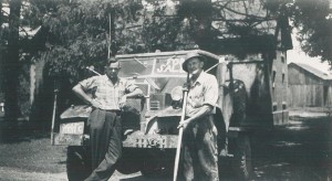 Harold with father, Andy Marcus, pictured the day Harold purchased his truck. (October 1946)