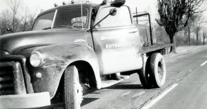 Harold with his second truck - 1947 single axle 1 ½ ton GMC with a 14 BBL tank. (February 8, 1949)